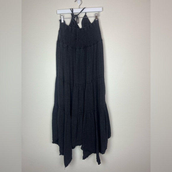 ANTHROPOLOGIE The Teagan Smocked Halter Dress Gauzy Cotton Washed Black Dress XL - Picture 5 of 8